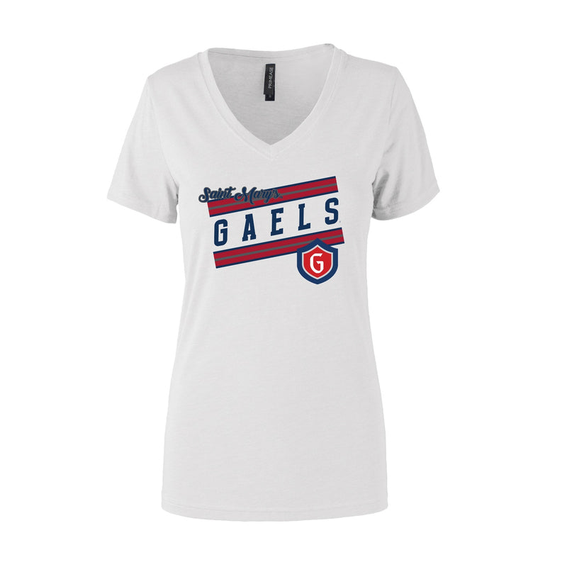 Women's Semi- Fitted Premium V- Neck T-Shirt  - White