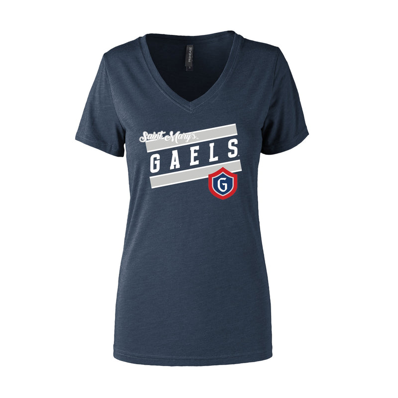 Women's Semi- Fitted Premium V- Neck T-Shirt  - Navy Heather